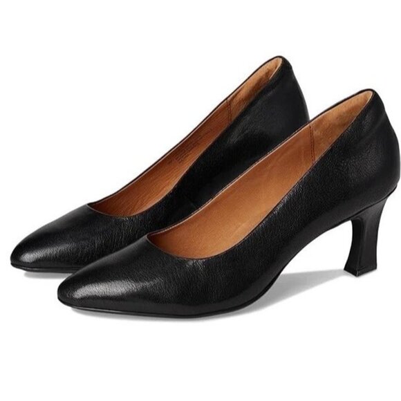 Sofft Sorrento Black Genuine Leather Peep Toe Pumps High Heels Shoes Sz 8 M - Picture 1 of 9